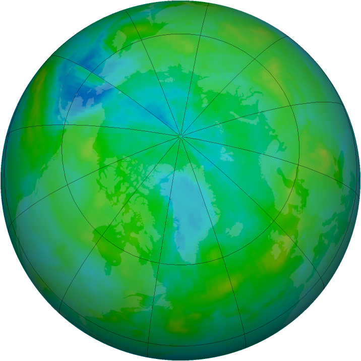 Arctic ozone map for 22 August 1986